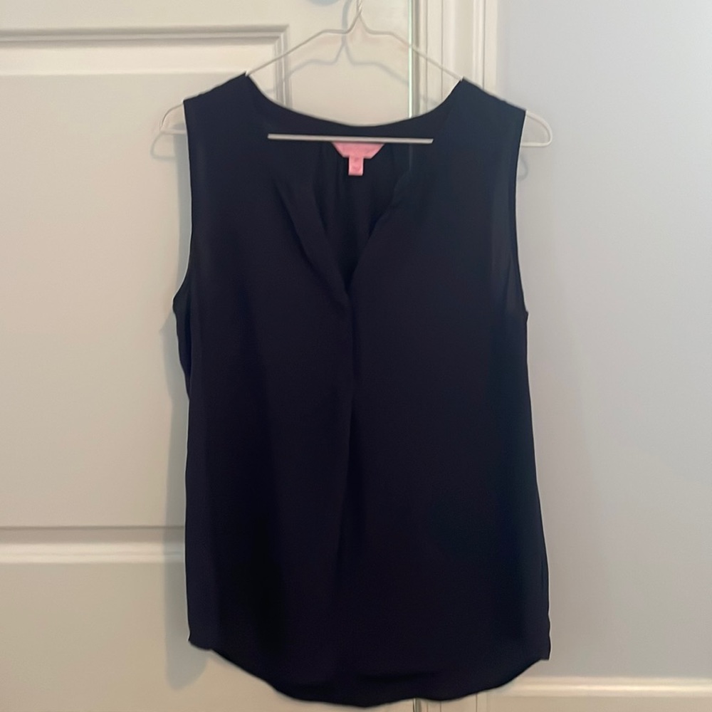 Lilly Pulitzer Navy Silk Tank Top Size M